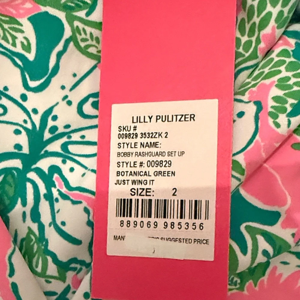 Lilly Pulitzer Girls' Pink & Green Hooded Floral Rashguard